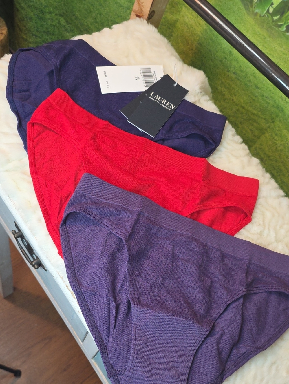 Lauren Ralph Lauren Red, Purple, Deep Purple Bikini Briefs - 3 Pack